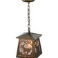 Meyda Lighting Deer at Dawn 10" Antique Copper Mini Pendant Light With Silver Mica Shade Glass