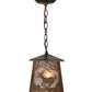 Meyda Lighting Deer at Dawn 10" Antique Copper Mini Pendant Light With Silver Mica Shade Glass