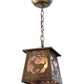 Meyda Lighting Deer at Dawn 10" Antique Copper Mini Pendant Light With Silver Mica Shade Glass