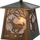 Meyda Lighting Deer at Dawn 10" Antique Copper Mini Pendant Light With Silver Mica Shade Glass