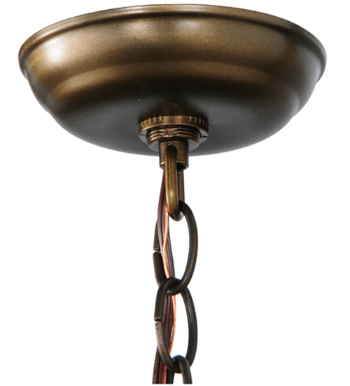 Meyda Lighting Deer at Dawn 10" Antique Copper Mini Pendant Light With Silver Mica Shade Glass