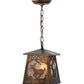 Meyda Lighting Deer at Dawn 10" Antique Copper Mini Pendant Light With Silver Mica Shade Glass