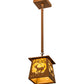 Meyda Lighting Deer at Dawn 10" Earth Pendant Light With Beige Art Shade Glass