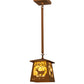 Meyda Lighting Deer at Dawn 10" Earth Pendant Light With Beige Art Shade Glass