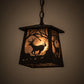 Meyda Lighting Deer at Dawn 10" Oil Rubbed Bronze Mini Pendant Light With Silver Mica Shade Glass
