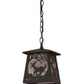 Meyda Lighting Deer at Dawn 10" Oil Rubbed Bronze Mini Pendant Light With Silver Mica Shade Glass