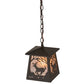 Meyda Lighting Deer at Dawn 10" Oil Rubbed Bronze Mini Pendant Light With Silver Mica Shade Glass