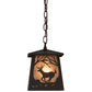 Meyda Lighting Deer at Dawn 10" Oil Rubbed Bronze Mini Pendant Light With Silver Mica Shade Glass