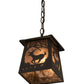 Meyda Lighting Deer at Dawn 10" Oil Rubbed Bronze Mini Pendant Light With Silver Mica Shade Glass