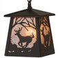 Meyda Lighting Deer at Dawn 10" Oil Rubbed Bronze Mini Pendant Light With Silver Mica Shade Glass