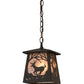 Meyda Lighting Deer at Dawn 10" Oil Rubbed Bronze Mini Pendant Light With Silver Mica Shade Glass