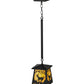 Meyda Lighting Deer at Dawn 10" Textured Black Mini Pendant Light With Beige Shade Glass