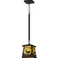Meyda Lighting Deer at Dawn 10" Textured Black Mini Pendant Light With Beige Shade Glass