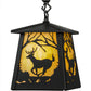 Meyda Lighting Deer at Dawn 10" Textured Black Mini Pendant Light With Beige Shade Glass