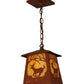 Meyda Lighting Deer at Dawn 11" Earth Mini Pendant Light With Beige Art Shade Glass
