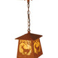 Meyda Lighting Deer at Dawn 11" Earth Mini Pendant Light With Beige Art Shade Glass