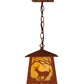 Meyda Lighting Deer at Dawn 11" Earth Mini Pendant Light With Beige Art Shade Glass