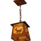 Meyda Lighting Deer at Dawn 11" Earth Mini Pendant Light With Beige Art Shade Glass