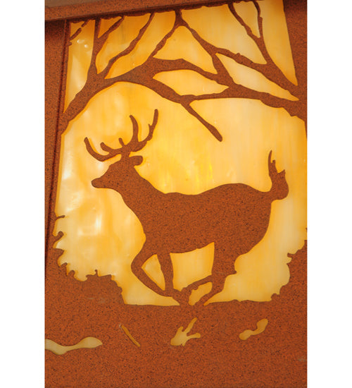 Meyda Lighting Deer at Dawn 11" Earth Mini Pendant Light With Beige Art Shade Glass