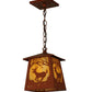 Meyda Lighting Deer at Dawn 11" Earth Mini Pendant Light With Beige Art Shade Glass