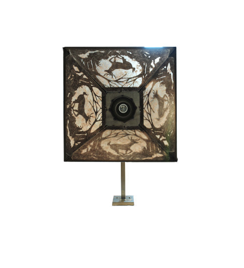 Meyda Lighting Deer at Dawn 16" 2-Light Antique Copper Hanging Wall Sconce With Silver Mica Shade Glass