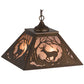 Meyda Lighting Deer at Dawn 22" 2-Light Antique Copper Pendant Light With Silver Mica Shade Glass