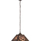 Meyda Lighting Deer at Dawn 22" 2-Light Antique Copper Pendant Light With Silver Mica Shade Glass