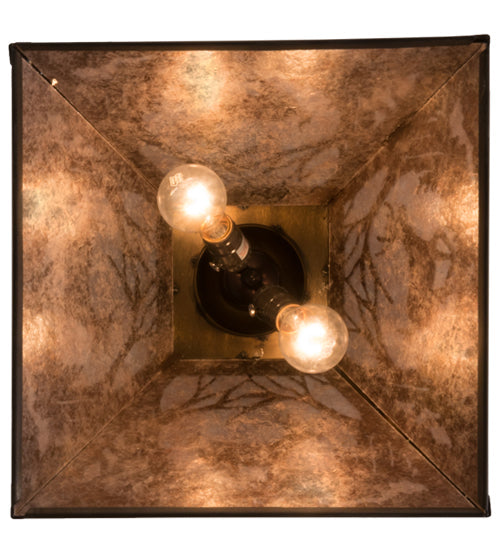 Meyda Lighting Deer at Dawn 22" 2-Light Antique Copper Pendant Light With Silver Mica Shade Glass
