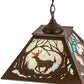 Meyda Lighting Deer at Dawn 22" 2-Light Cafe Noir Pendant Light With Sky Blue Opal Shade Glass