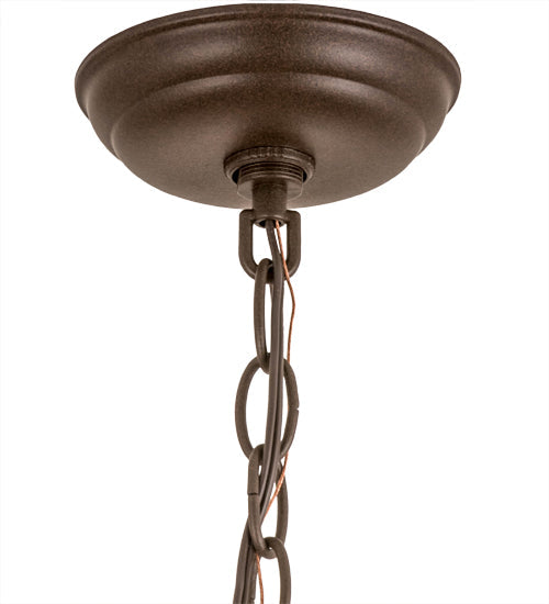 Meyda Lighting Deer at Dawn 22" 2-Light Cafe Noir Pendant Light With Sky Blue Opal Shade Glass