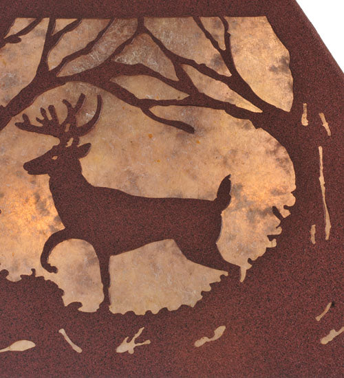 Meyda Lighting Deer at Dawn 22" 2-Light Rust Pendant Light With Silver Mica Shade Glass