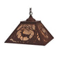 Meyda Lighting Deer at Dawn 22" 2-Light Rust Pendant Light With Silver Mica Shade Glass