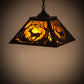 Meyda Lighting Deer at Dawn 22" 2-Light Textured Black Pendant Light With Amber Mica Shade Glass
