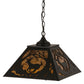 Meyda Lighting Deer at Dawn 22" 2-Light Textured Black Pendant Light With Amber Mica Shade Glass