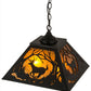Meyda Lighting Deer at Dawn 22" 2-Light Textured Black Pendant Light With Amber Mica Shade Glass