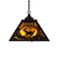 Meyda Lighting Deer at Dawn 22" 2-Light Textured Black Pendant Light With Amber Mica Shade Glass