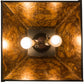 Meyda Lighting Deer at Dawn 22" 2-Light Textured Black Pendant Light With Amber Mica Shade Glass