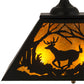 Meyda Lighting Deer at Dawn 22" 2-Light Textured Black Pendant Light With Amber Mica Shade Glass