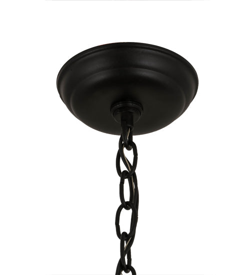 Meyda Lighting Deer at Dawn 22" 2-Light Textured Black Pendant Light With Amber Mica Shade Glass