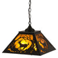 Meyda Lighting Deer at Dawn 22" 2-Light Textured Black Pendant Light With Amber Mica Shade Glass