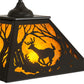 Meyda Lighting Deer at Dawn 22" 2-Light Timeless Bronze Pendant Light With Amber Mica Shade Glass