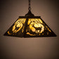 Meyda Lighting Deer at Dawn 23" 2-Light Antique Copper Pendant Light With Beige Art Shade Glass