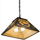 Meyda Lighting Deer at Dawn 23" 2-Light Antique Copper Pendant Light With Beige Art Shade Glass
