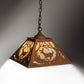 Meyda Lighting Deer at Dawn 23" 2-Light Earth Pendant Light With Beige Art Shade Glass