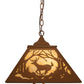 Meyda Lighting Deer at Dawn 23" 2-Light Earth Pendant Light With Beige Art Shade Glass
