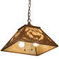 Meyda Lighting Deer at Dawn 23" 2-Light Earth Pendant Light With Beige Art Shade Glass