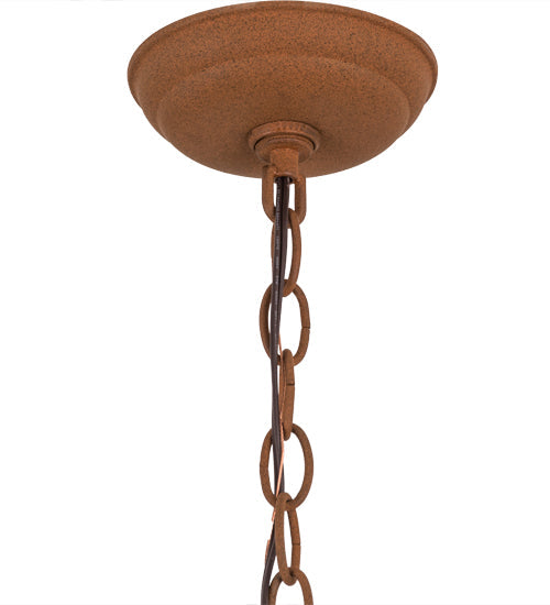 Meyda Lighting Deer at Dawn 23" 2-Light Earth Pendant Light With Beige Art Shade Glass