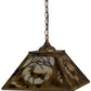 Meyda Lighting Deer at Dawn 23" 3-Light Burnished Brass Tint Deer in the Woods Pendant Light With Beige Shade Glass