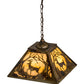 Meyda Lighting Deer at Dawn 23" 3-Light Burnished Brass Tint Deer in the Woods Pendant Light With Beige Shade Glass