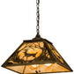 Meyda Lighting Deer at Dawn 23" 3-Light Burnished Brass Tint Deer in the Woods Pendant Light With Beige Shade Glass